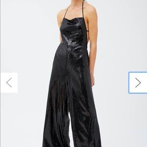 NWT UO Black Sequin Backless Jumpsuit